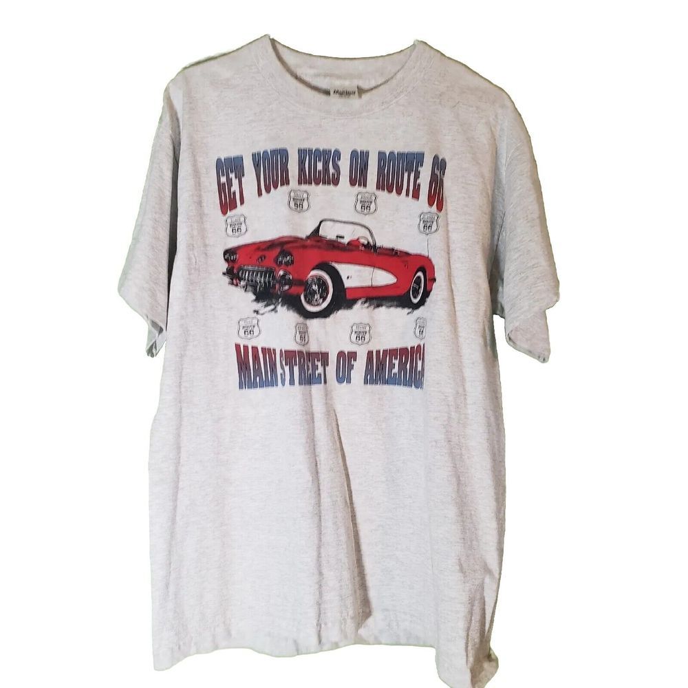 Vintage Get Your Kicks On Route 66 Main Street Of America T-Shirt Men's Size L